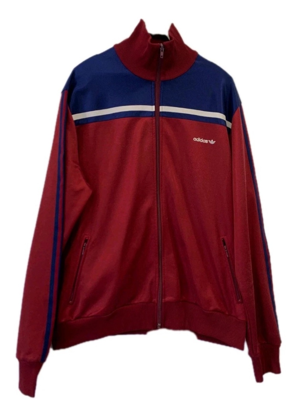 Rare and Collectible mid-‘80s West Germany adidas Red/Navy Blue Track Jacket 2XL